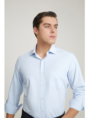 D'S Damat Regular Fit Mavi Düz Gömlek 0HE02TR00289M