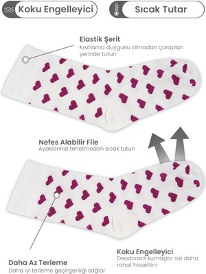 Black Arden Socks 4 Çift Kalp Desenli Bayan Soket Çorap