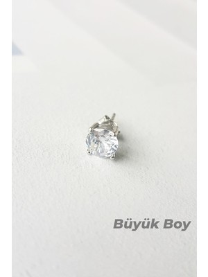 MorMajor Silver Tekli Ithal Büyük Boy Tektaş Gümüş Küpe