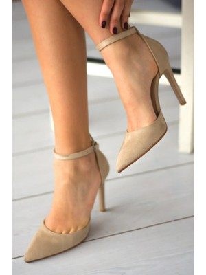 La Limar Ten Süet Kadın Stiletto Topuklu Ayakkabı Orta Platform Taban ile Şık Tasarım