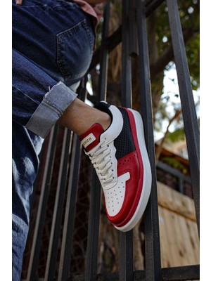 Pabucmarketi Erkek Günlük Spor Ayakkabı Kırmızı Beyaz Siyah