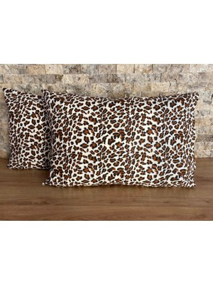 Elif Tekstil Leopar Desen 2'li Yastık Kılıfı Seti