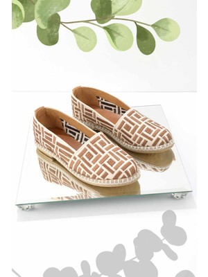 Bej Taba Hasır Hakiki Deri Kadın Espadril K01534070628