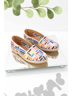 Bej Çok Renkli Hasır Hakiki Deri Kadın Espadril K01534070628