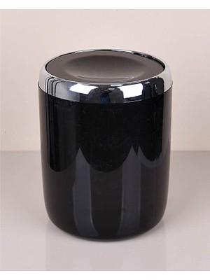 Primanova Çöp Kovası Krom Dekorlu Siyah E06-06-P