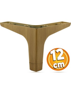 Badem10 Sedef Mobilya Kanepe Sehpa Tv Ünitesi Baza Koltuk Ayağı Ahşap Desenli Açık Ceviz Renk 12 cm Ayak