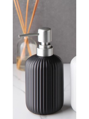 Mabeyn Seramik Sıvı Sabunluk Siyah Renk Şık Tasarım