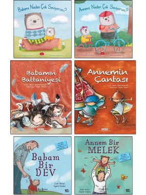 Yapı Kredi Yayınları - Annem Bir Melek + Babam Bir Dev / Carl Norac + Annemi Neden Çok Seviyorum? + Babamı Neden Çok Seviyorum? + Annemin Çantası + Babamın Battaniyesi / Sara Şahinkanat - 6 Kitap Set