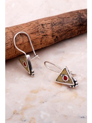 Sümer Telkari Antik Mozaik İşlemeli Sarı Kuvars Taşlı Gümüş Küpe 6084