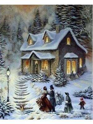 Pix Art Sanat Şirin Aile ve Evleri Pixart  Sanat Elmas Mozaik Tablo Diamond Türkiye  43 x 53 cm