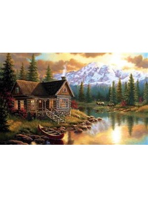 Pix Art Sanat Ahşap Kulübe Pixart Sanat  Elmas Mozaik Tablo Diamond Türkiye  66 x 53 cm