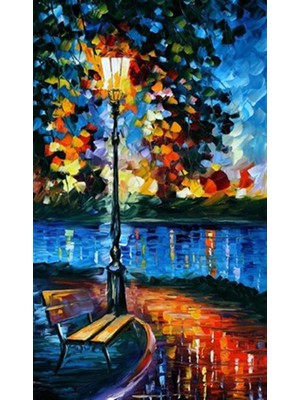 Pix Art Sanat Leonid Afremov Kenarındaki Bank Pixart Sanat  Elmas Mozaik Tablo Diamond Türkiye   33 x 55 cm