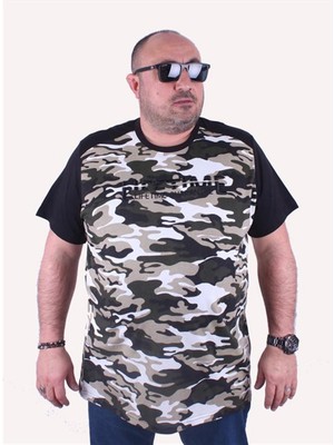 Starbattal Büyük Beden Shoulder Line Camouflage Erkek Tişört 23147 Hakı