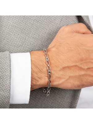 925 Gümüş Gümüş Oksitli Erkek Bileklik