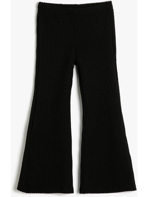 Koton Kız Çocuk Dokulu Beli Lastikli Ispanyol Paça Pantolon 3SKG40114AK