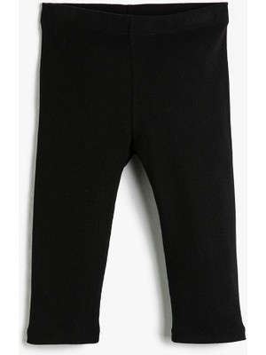 Koton Koton Pamuklu Tayt Basic Capri BoyFitilli Beli Lastikli