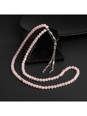 Osmanlı Doğal Taş Pembe Kuvars (Gül Kuvars) Doğal Taş Tesbih 99LUK - 6mm
