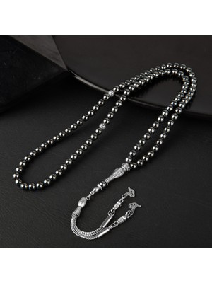 Osmanlı Doğal Taş Hematit Doğal Taş Tesbih 99LUK - 6mm