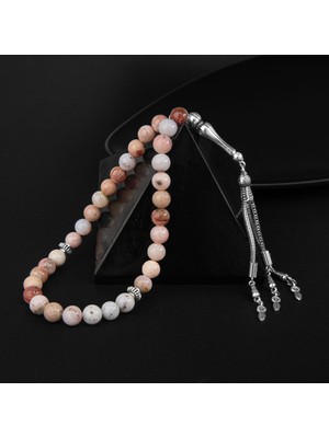 Osmanlı Doğal Taş Opal Pembe Doğal Taş Tesbih 33LÜK - 8mm