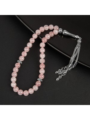 Osmanlı Doğal Taş Pembe Kuvars (Gül Kuvars) Doğal Taş Tesbih 33LÜK - 8mm
