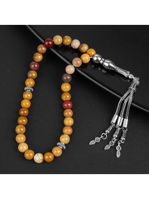 Osmanlı Doğal Taş Jasper Doğal Taş Tesbih 33LÜK - 8mm