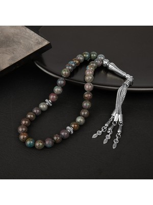 Osmanlı Doğal Taş Ruby Kiyanit Doğal Taş Tesbih 33LÜK - 8mm
