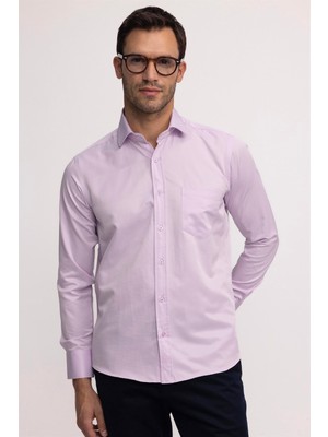 Tudors Erkek Regular Fit Klasik Kesim Pamuklu Düz Pembe Gömlek