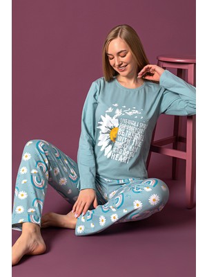 Nisanca Mevsimlik Uzun Kollu Pamuk Kadın Pijama Takımı- Desenli Kadın Pijama10