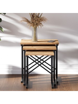 Ceramical ZG2 Metal Ayaklı Zigon Sehpa - Çam