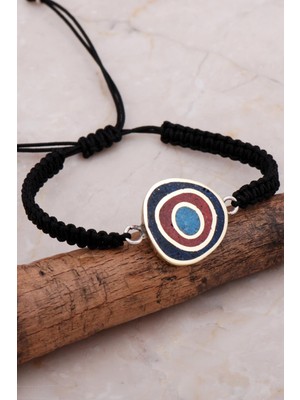 Sümer Telkari Mozaik İşlemeli Renkli Gümüş Makrome Bileklik 4272