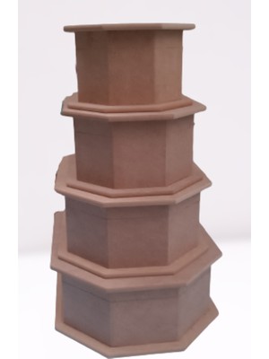 Bengi Ticaret Hobi Dekoratif Model Makyaj Kutu Set Dörtlü Ham Ahşap Mdf El Yapımı