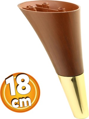 Badem10 Clara Mobilya Kanepe Sehpa Tv Ünitesi Baza Koltuk Ayağı Ahşap Desenli Ceviz Altın Renk 18 Cm Ayak