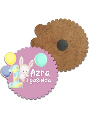 Grafilli Design Kişiye Özel Tasarım Tavşan Baskılı Doğum Günü Magnet (10 Adet) 02