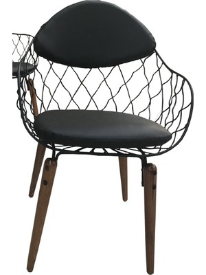 Bengi Ticaret Sandalye Telsepet Model Metal Transmisyon Çelik Siyah Elektrostatik Boya Kayın Torna Ayak Iskelet Suni Deri Döşeme El Yapım