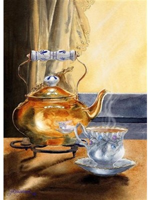 Şık Demlik ve Fincan Pixart Sanat Elmas Mozaik Tablo Diamond Türkiye 40*55