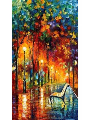 Leonid Afremov Yağmurlu Gece  Pixart Sanat  Elmas Mozaik Tablo Diamond Türkiye   30*56