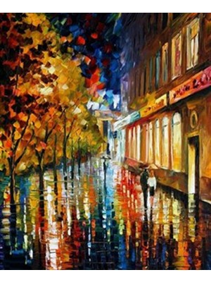 Leonid Afremov Issız Sokak  Pixart Sanat  Elmas Mozaik Tablo Diamond Türkiye   45*55