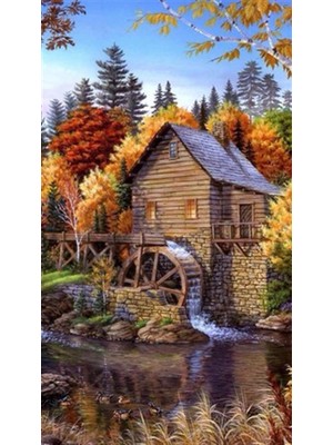 Su Değirmeni Pixart Sanat  Elmas Mozaik Tablo Diamond Türkiye  35*60