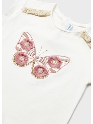 Mayoral Kız Bebek Kısa Kol T-Shirt Krem 1008
