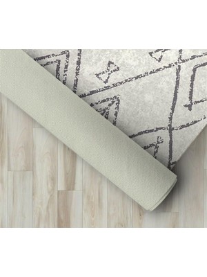 Carpettex Iskandinav Geometrik Desenli Krem Renkli Carpettex Kaymaz Taban Makinada Yıkanabilir