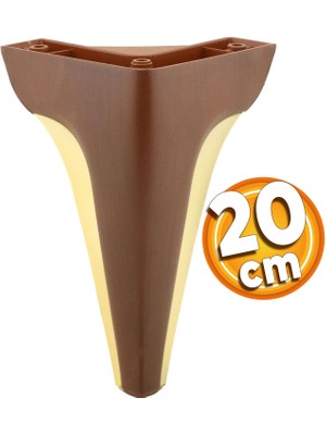 Badem10 Endülüs Mobilya Kanepe Sehpa Tv Ünitesi Baza Koltuk Ayağı Kahverengi Ceviz Renk 20 Cm Ayak