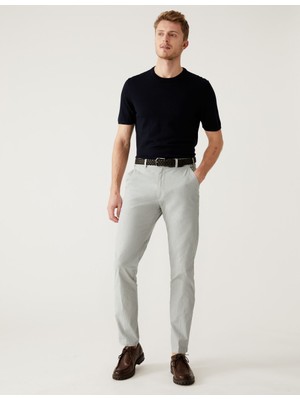 Marks & Spencer Slim Fit Dokulu Chino Pantolon