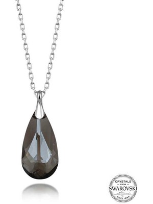 Gumush Swarovski Crystal Taşlı Damla Gümüş Kadın Kolye