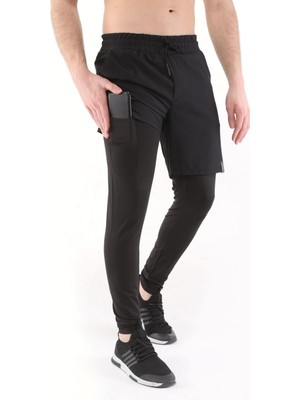 Ghassy Co. Erkek Running Compression Hızlı Kuruma Micropoly Halısaha Antrenman Gym Fitness Koşu Uzun Taytlı Şort