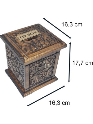 Hiçdurmaal Oyma Desenli Ahşap Dikey Tip Box  Bahşiş Kutusu 1 Adet