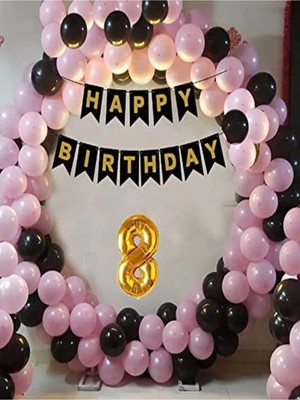 Çıtı Pıtı Store Pembe Siyah Doğum Günü Balon Zinciri