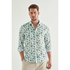 Twn Slim Fit Yeşil Baskılı Gömlek 8EC02AD20089M