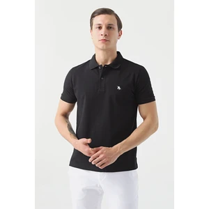 D'S Damat Regular Fit Siyah Pike Dokulu T-Shirt 6HC146551000M