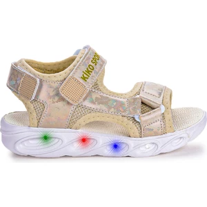 Kiko Kids 133 Hologram Işıklı Günlük Kız Çocuk Cırtlı Sandalet Ayakkabı