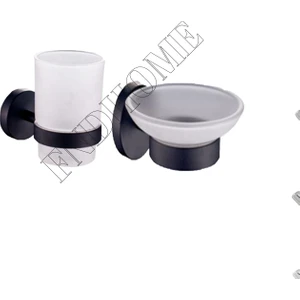 Banyo 2'li Set Siyah Diş Fırçalık Sabunluk